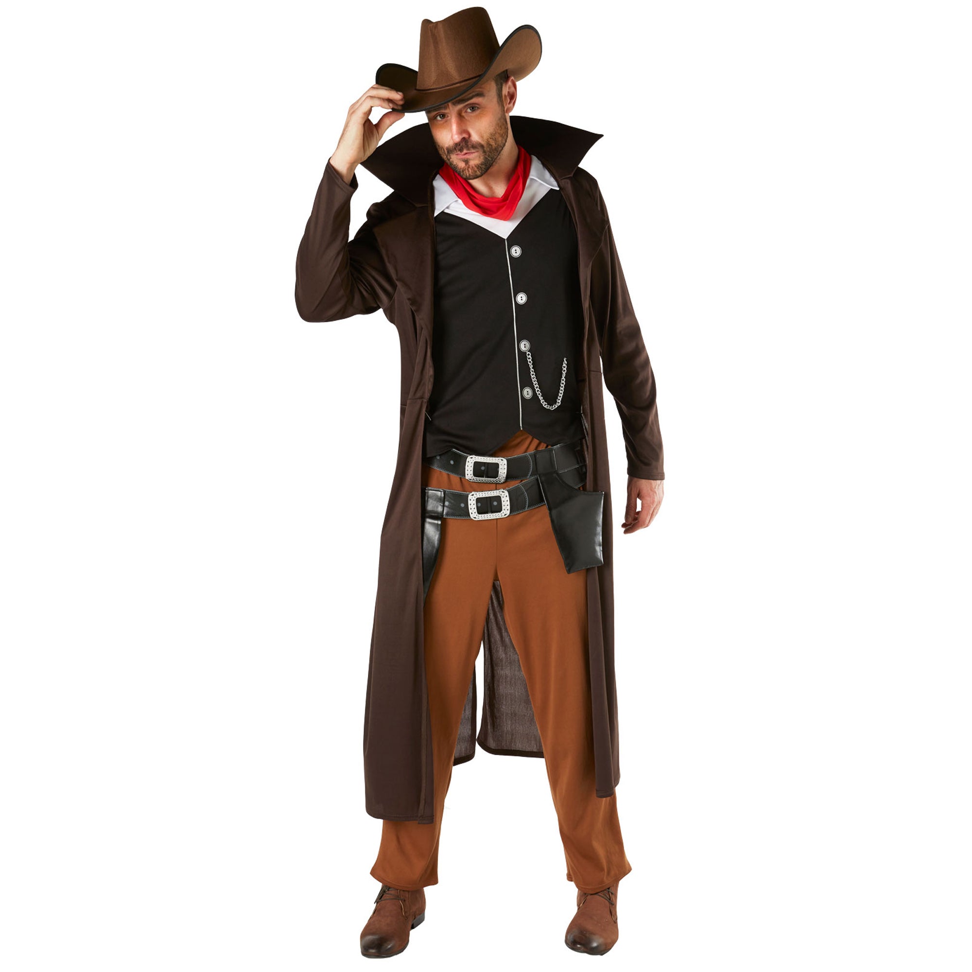 Wild West Fancy Dress Men's Cowboy Costume Gunslinger Outfit Western